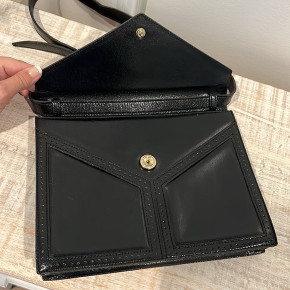 YSL Yves Saint Laurent Black Leather Envelope Shoulder Bag Clutch EUC π€ - Picture 8 of 14